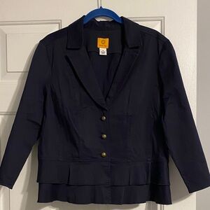 Navy Blue Women's Jacket, scalloped 3/4 sleeves
